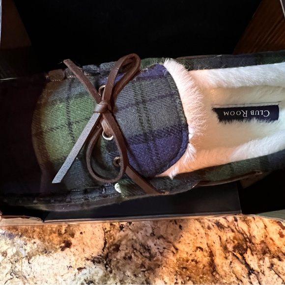 Club Room Men's Plaid Loafers - Navy and Green - Picture 2 of 3